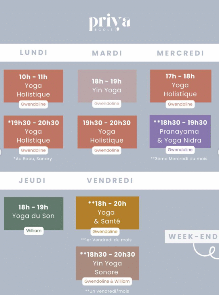 école PRIYA planning